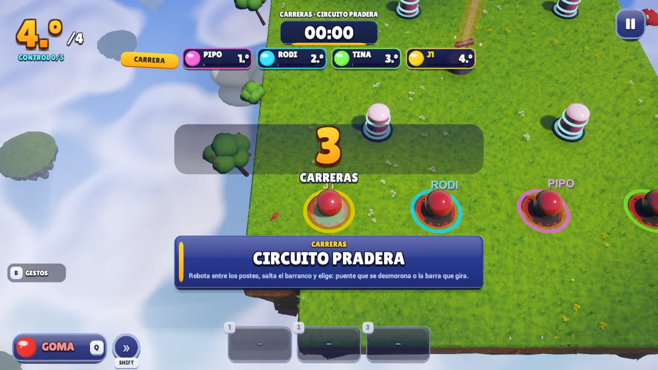 Salida de una carrera con cuatro pelotas y la cuenta regresiva en el Circuito Pradera.