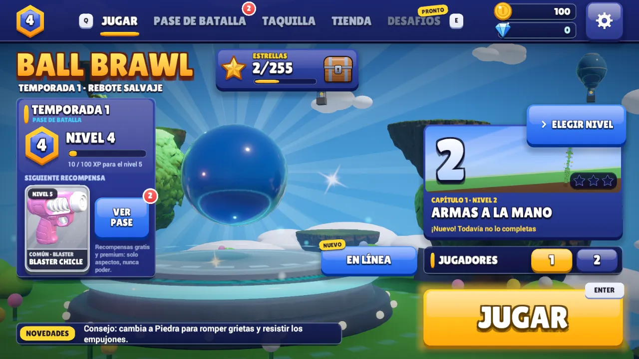 Antes: lobby con paneles grandes del pase y del nivel.